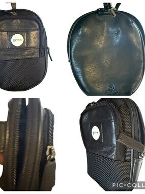 AHEAD Golf Black Compact Leather Men's Pouch